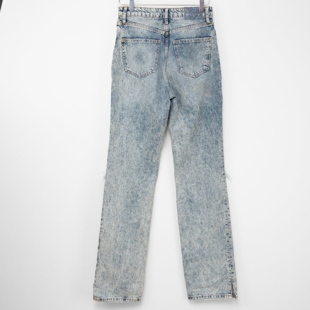 Free People "My Own Lane" Jeans Straight Leg Acid Washed High Waist Blue Size 28 - Picture 2 of 7